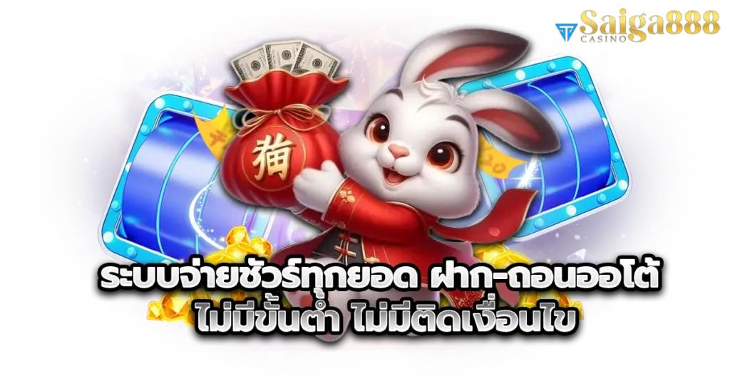 saiga888 จ่ายชัวร์ทุกยอด ฝาก-ถอนออโต้ ไม่มีขั้นต่ำ ไม่มีติดเงื่อนไข